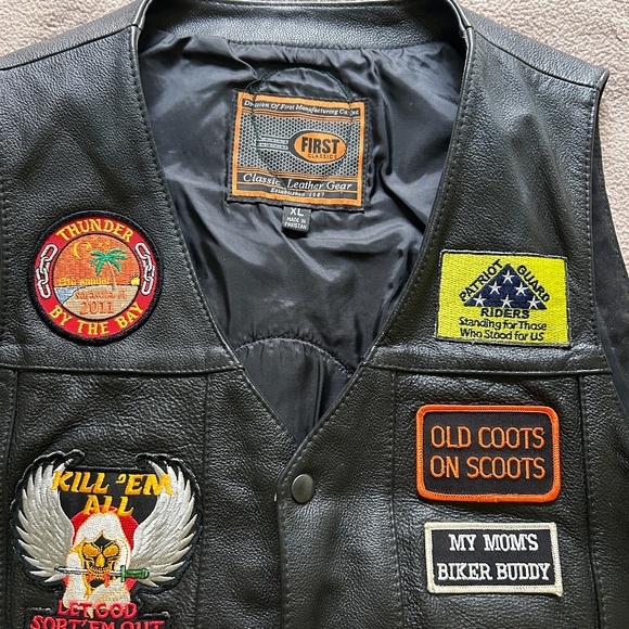 Men’s LEATHER VEST TOP BILLER MOTORCYCLE WESTERN CONCEAL AND CARRY - Picture 7 of 7